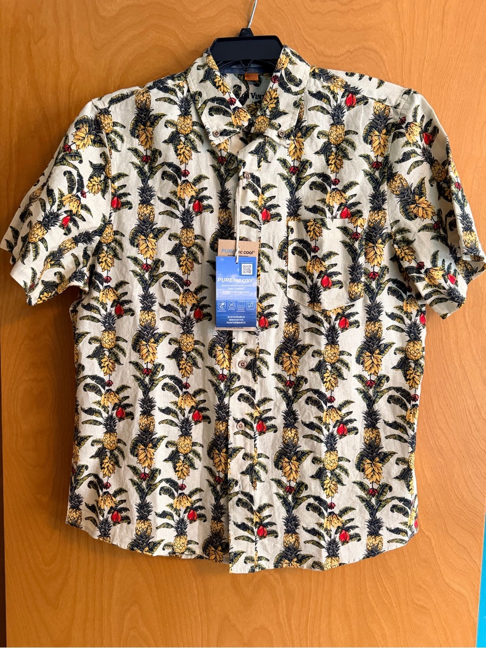 Tailor Vintage Cabana Pineapple Print Short-Sleeve Button-Down Shirt NWT